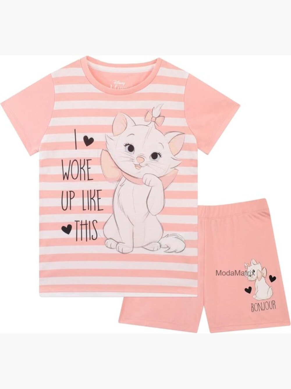 Girls Aristocats Pajama Set Short Sleeve Pull On 100% Polyester Pink
